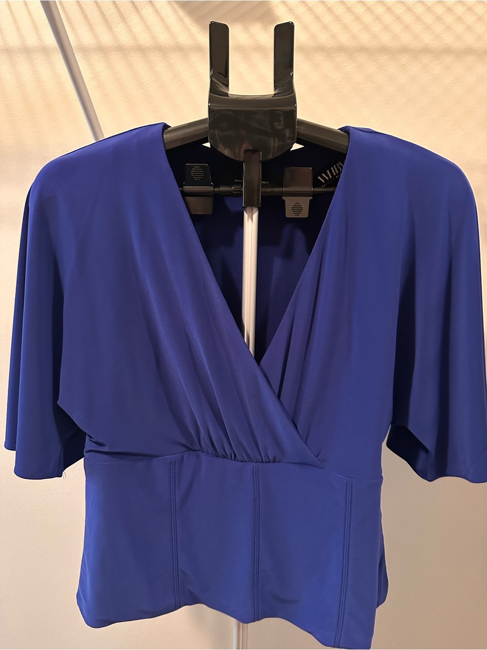 White House Black Market Royal Blue Wrap-Front Half Sleeve Top